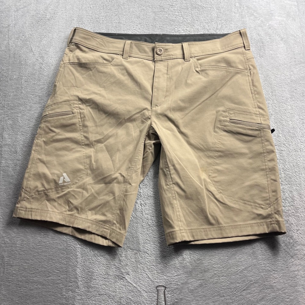 Eddie Bauer First Ascent Guide Pro Shorts Mens 40 Tan Khaki Hiking Cargo Stretch